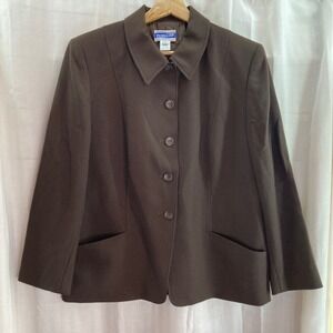 Pendleton Classic Wool Blazer Jacket Womens Size 14 Brown Career‎ Office Vintage